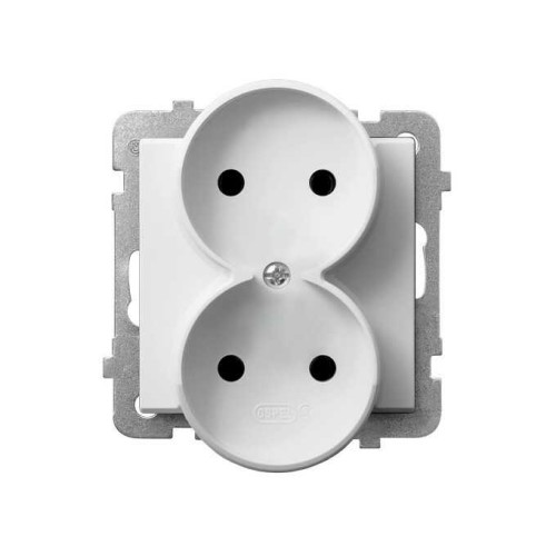 Gniazdo podwójne bez uziemienia Biały połysk - GP-2RR/m/00