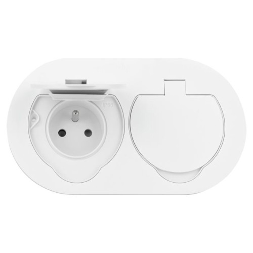  Hermetyczne gniazdo elektryczne podwójne owalne IP55 białe Orno