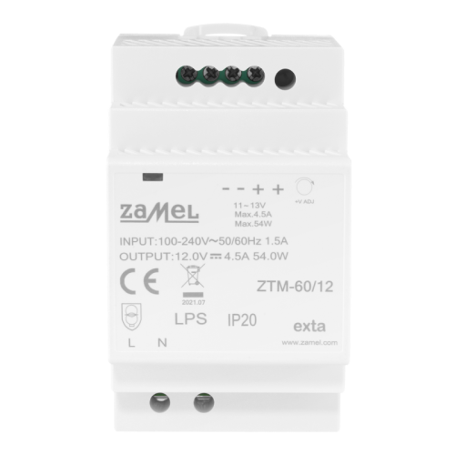 Zasilacz impulsowy ZTM-60/12 60W 12V DC Zamel