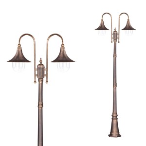 Wysoka zewnętrzna lampa stojąca K-8127 czarna/złota z serii BOSTON | KAJA