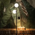Lampa podłogowa z 2 białymi kloszami i czarnym reflektorkiem VOX 16063 TK Lighting