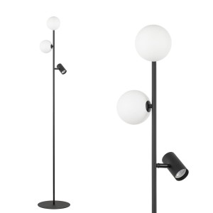 Lampa podłogowa z 2 białymi kloszami i czarnym reflektorkiem VOX 16063 TK Lighting