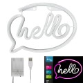 Neon LED napis HELLO wymiary 30x21cm zasilanie bateryjne lub USB