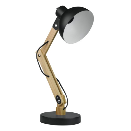 Lampka biurkowa składana na żarówkę E27 kolor czarny+drewno 