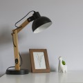 Lampka biurkowa składana na żarówkę E27 kolor czarny+drewno 