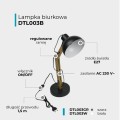 Lampka biurkowa składana na żarówkę E27 kolor czarny+drewno 