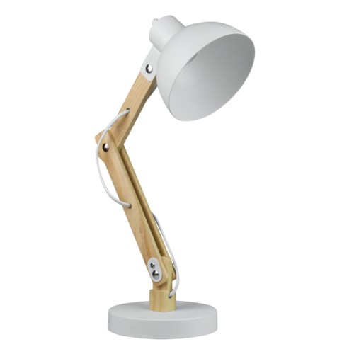 Lampka biurkowa składana na żarówkę E27 kolor biały+drewno 