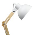 Lampka biurkowa składana na żarówkę E27 kolor biały+drewno 