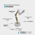 Lampka biurkowa składana na żarówkę E27 kolor biały+drewno 