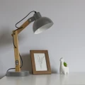 Lampka biurkowa składana na żarówkę E27 kolor szary+drewno
