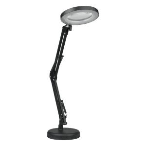 Lampka biurkowa LED z lupą czarna regulowana zmienna barwa zasilanie USB