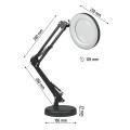 Lampka biurkowa LED z lupą czarna regulowana zmienna barwa zasilanie USB