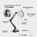 Lampka biurkowa LED z lupą czarna regulowana zmienna barwa zasilanie USB