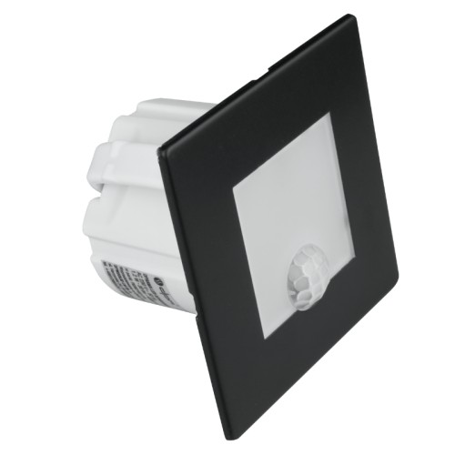 Oprawa schodowa LED kwadratowa czarny mat 230V z czujnikiem ruchu