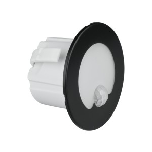 Oprawa schodowa LED okrągła czarny mat 230V z czujnikiem ruchu