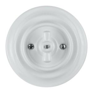 Włącznik ceramiczny podwójny obrotowy podtynkowy biały VINTAGE