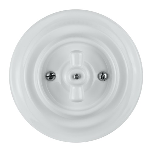 Włącznik ceramiczny krzyżowy obrotowy podtynkowy biały VINTAGE