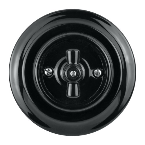 Włącznik uniwerslany ceramiczny podtynkowy obrotowy czarny VINTAGE