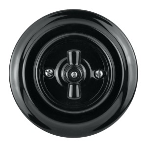 Włącznik ceramiczny podwójny obrotowy podtynkowy czarny VINTAGE