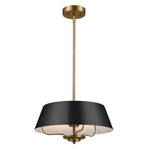 Lampa wisząca, Półplafon Luella - 3 źródła światła - Czarny, mosiądz KL-LUELLA-3P-BKB Elstead Lighting