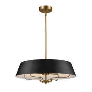 Lampa wisząca, Półplafon Luella - 4 źródła światła - Czarny, mosiądz KL-LUELLA-4P-BKB Elstead Lighting