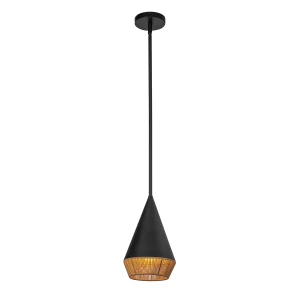 Mała lampa wisząca Daphne - 1 źródło światła - Matowa czerń ALM-DAPHNE-P-S-MB Elstead Lighting