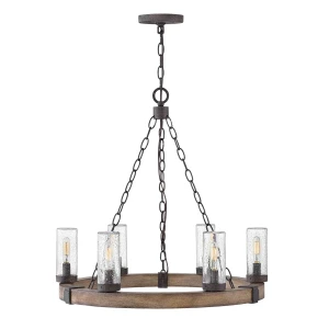 Latarnia wisząca Sawyer - 6 źródeł światła - Imitacja drewna HK-SAWYER6-SQ Elstead Lighting