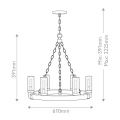 Latarnia wisząca Sawyer - 6 źródeł światła - Imitacja drewna HK-SAWYER6-SQ Elstead Lighting