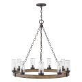 Latarnia wisząca Sawyer - 9 źródeł światła - Imitacja drewna HK-SAWYER9-SQ Elstead Lighting