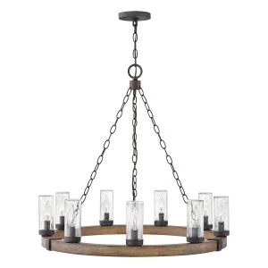 Latarnia wisząca Sawyer - 9 źródeł światła - Imitacja drewna HK-SAWYER9-SQ Elstead Lighting