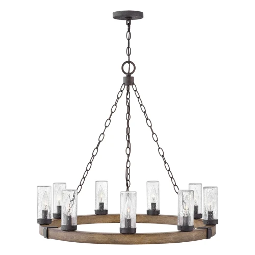 Latarnia wisząca Sawyer - 9 źródeł światła - Imitacja drewna HK-SAWYER9-SQ Elstead Lighting