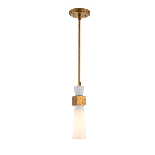 Mała lampa wisząca Kristy - 1 źródło światła - Przecierane złoto KRISTY-MP-DG-OPAL Elstead Lighting