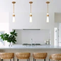 Mała lampa wisząca Kristy - 1 źródło światła - Przecierane złoto KRISTY-MP-DG-OPAL Elstead Lighting