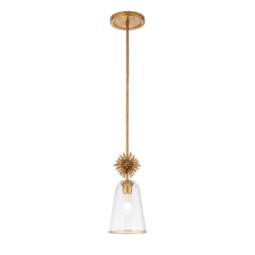 Mała lampa wisząca Staring - 1 źródło światła - Przecierane złoto STARING-MP-DG-CLEAR Elstead Lighting