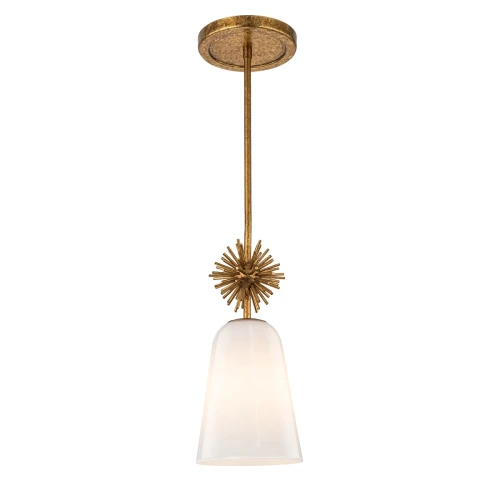 Mała lampa wisząca Staring - 1 źródło światła - Przecierane złoto STARING-MP-DG-OPAL Elstead Lighting