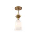 Mała lampa wisząca Staring - 1 źródło światła - Przecierane złoto STARING-MP-DG-OPAL Elstead Lighting