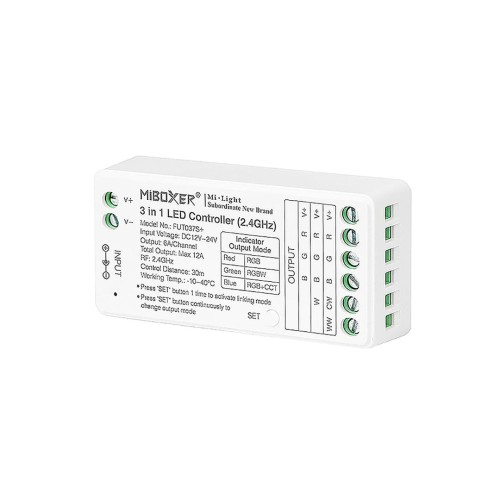 MI-LIGHT Kontroler SR5 5w1 RGB/CCT 12-24VDC 12A FUT037S+ PS-FUT037S+ Eko-Light