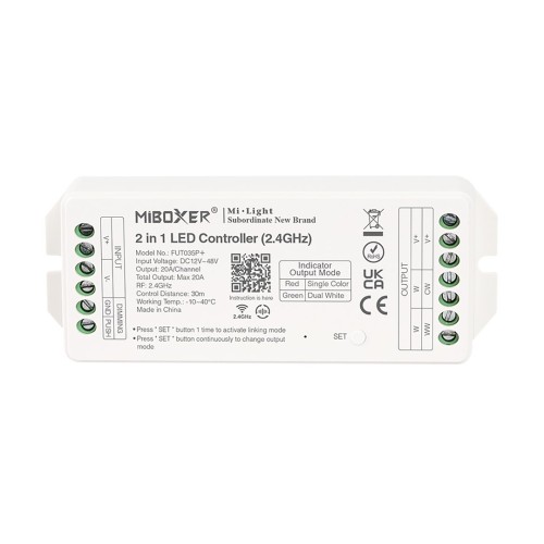 MI-LIGHT Kontroler 2w1 MONO/CCT 12-48VDC 20A FUT035P+ PS-FUT035P+ Eko-Light