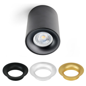 Lampa sufitowa spot tuba TRIO czarna wymienne pierścienie