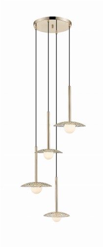 Lampa wisząca NICOSIA złota rozeta, cztery szklane klosze na zwisach, gwint G9 P0600-04E-F7AA Zuma Line