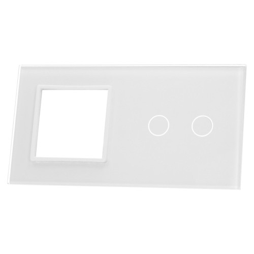 Podwójny panel, ramka szklana biała  LIVOLO 702G-61