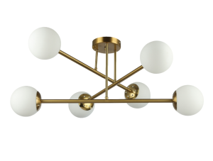 Lampa sufitowa 74cm złota szklane mleczne kule 6x E27