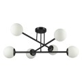 Lampa sufitowa 74cm czarna szklane mleczne kule 6x E27