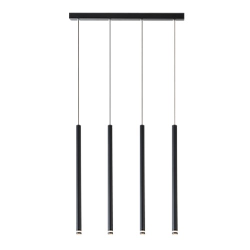 Lampa wisząca listwa 4x czarna rurka tuba 50cm regulowana wysokość 