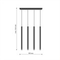 Lampa wisząca listwa 4x czarna rurka tuba 50cm regulowana wysokość 