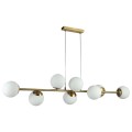 Lampa wisząca 120cm złota szklane mleczne kule 8x E27