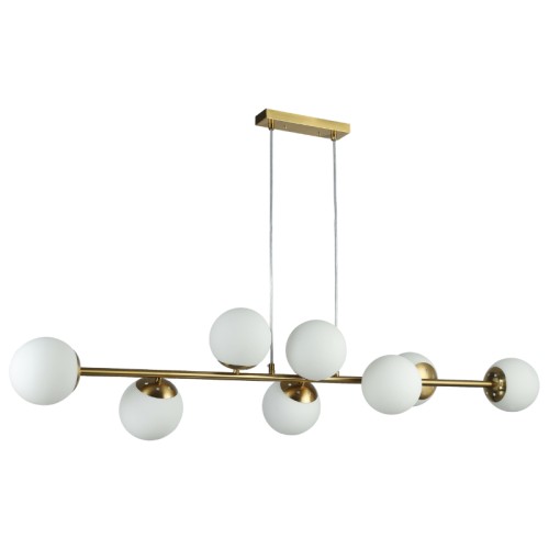Lampa wisząca 120cm złota szklane mleczne kule 8x E27