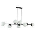 Lampa wisząca 120cm czarna szklane mleczne kule 8x E27