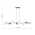 Lampa wisząca 120cm czarna szklane mleczne kule 8x E27