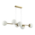 Lampa wisząca 92cm złota szklane mleczne kule 6x E27
